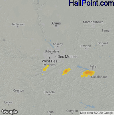 Hail Map for Des Moines, IA Region on May 13, 2023 