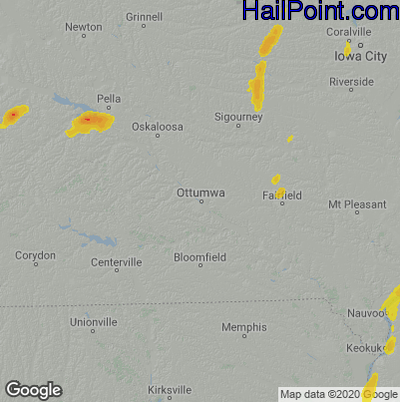 Hail Map for Ottumwa, IA Region on May 13, 2023