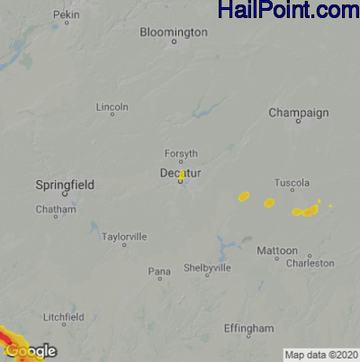 Hail Map for Decatur, IL Region on May 13, 2023 