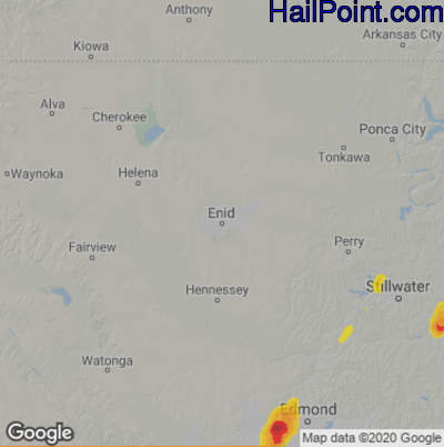 Hail Map for Enid, OK Region on May 13, 2023 