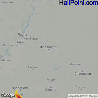 Hail Map for Bloomington, IL Region on May 14, 2023