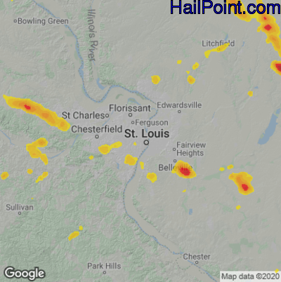 Hail Map for St. Louis, MO Region on May 14, 2023 
