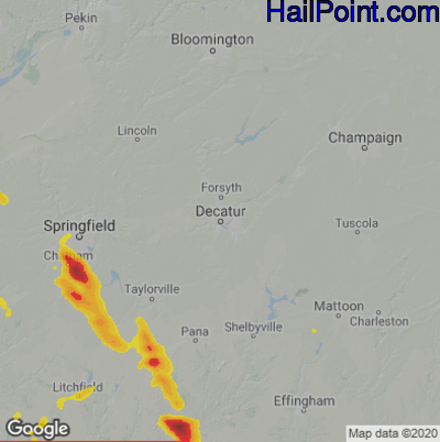 Hail Map for Decatur, IL Region on May 14, 2023