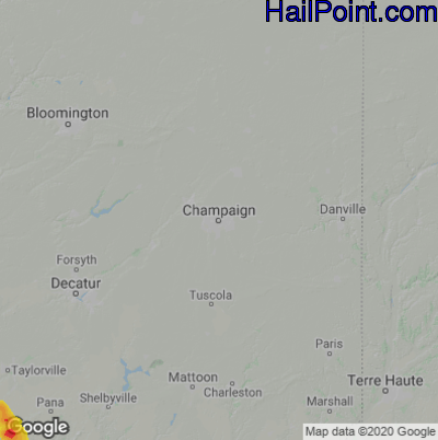 Hail Map for Champaign, IL Region on May 14, 2023