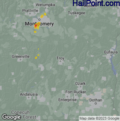Hail Map for Troy, AL Region on May 14, 2023