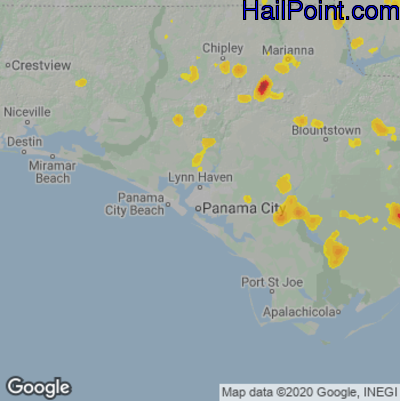 Hail Map for Panama City, FL Region on May 15, 2023