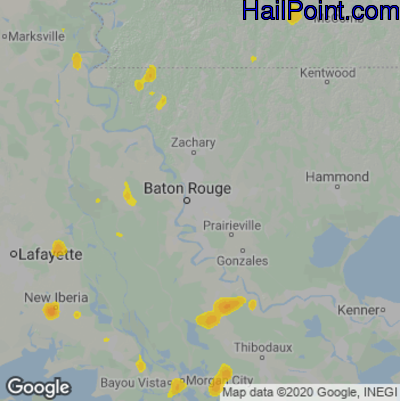 Hail Map for Baton Rouge, LA Region on May 15, 2023