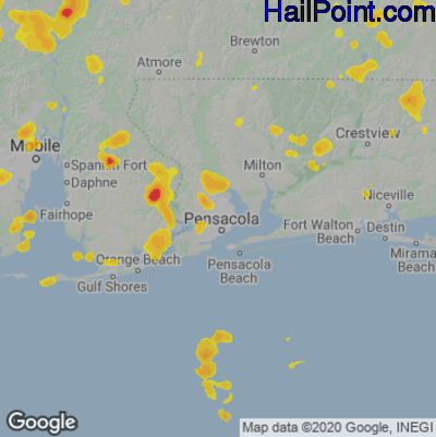 Hail Map for Pensacola, FL Region on May 16, 2023