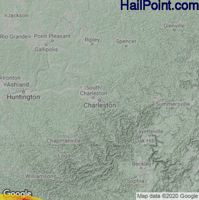 Hail Map Charleston, WV May 16, 2023 