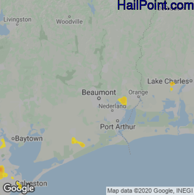 Hail Map for Beaumont, TX Region on May 16, 2023