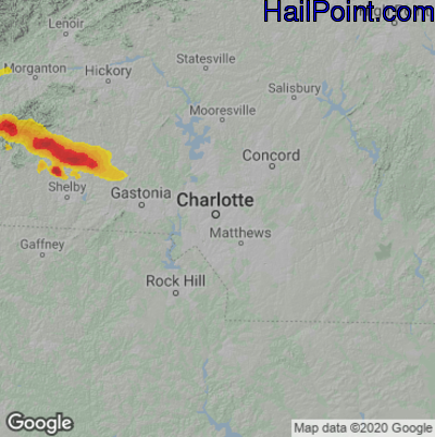 Hail Map for Charlotte, NC Region on May 16, 2023