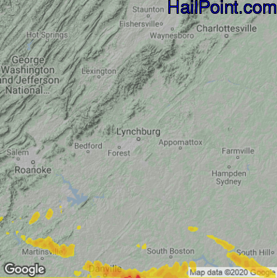 Hail Map for Lynchburg, VA Region on May 16, 2023