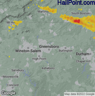 Hail Map for Greensboro, NC Region on May 16, 2023