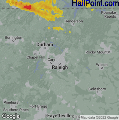 Hail Map for Raleigh, NC Region on May 16, 2023 