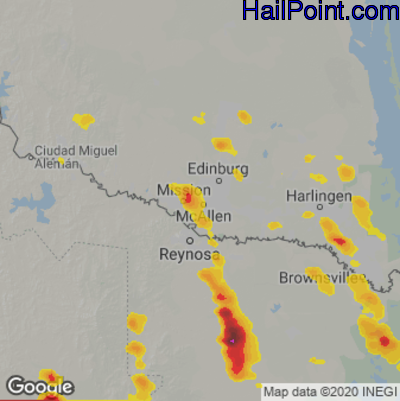 Hail Map for McAllen, TX Region on May 17, 2023