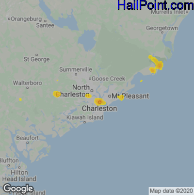 Hail Map for Charleston, SC Region on May 17, 2023