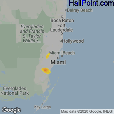 Hail Map for Miami, FL Region on May 18, 2023