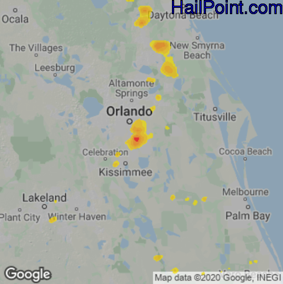 Hail Map for Orlando, FL Region on May 18, 2023 