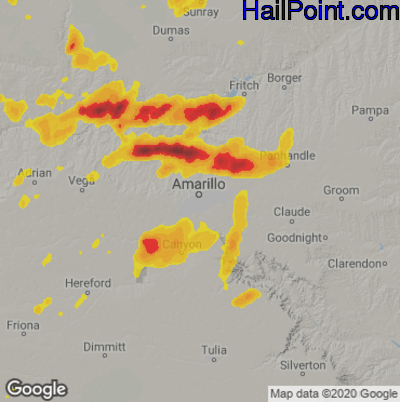 Hail Map for Amarillo, TX Region on May 18, 2023 