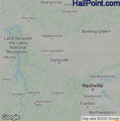 Hail Map for Clarksville, TN Region on May 18, 2023