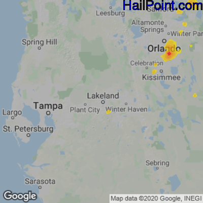 Hail Map for Lakeland, FL Region on May 18, 2023