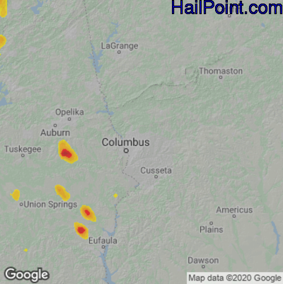 Hail Map for Columbus, GA Region on May 18, 2023 