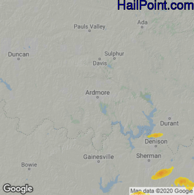 Hail Map for Ardmore, OK Region on May 19, 2023