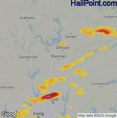 Hail Map for Sherman, TX Region on May 19, 2023 