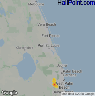 Hail Map for Port St. Lucie, FL Region on May 19, 2023