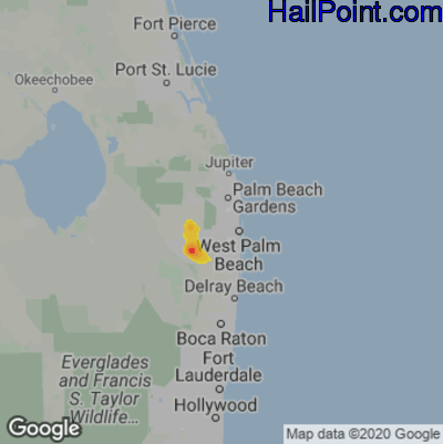 Hail Map for West Palm Beach, FL Region on May 19, 2023