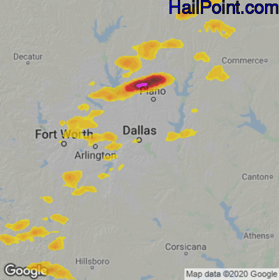 Hail Map for Dallas, TX Region on May 19, 2023 