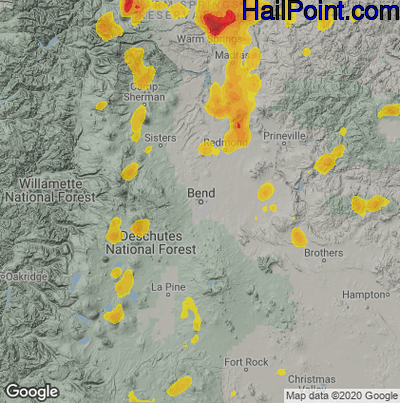 Hail Map for Bend, OR Region on May 19, 2023