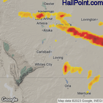 Hail Map for Carlsbad, NM Region on May 19, 2023