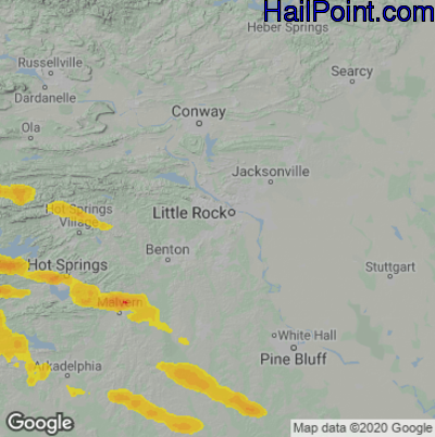Hail Map for Little Rock, AR Region on May 19, 2023 