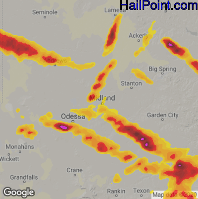 Hail Map for Midland, TX Region on May 19, 2023