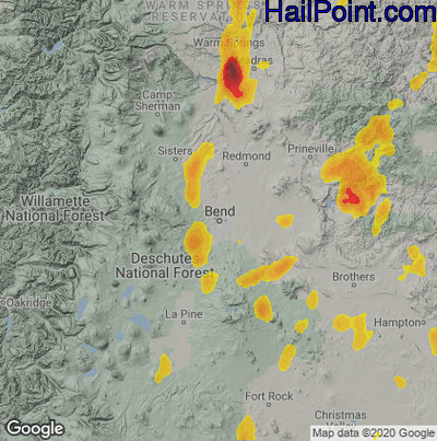 Hail Map for Bend, OR Region on May 20, 2023 