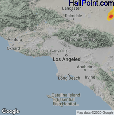 Hail Map for Los Angeles, CA Region on May 21, 2023 