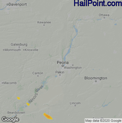 Hail Map for Peoria, IL Region on May 22, 2023 