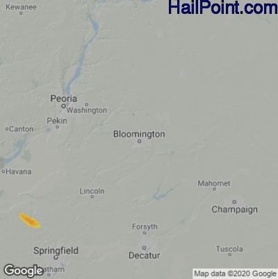 Hail Map for Bloomington, IL Region on May 22, 2023