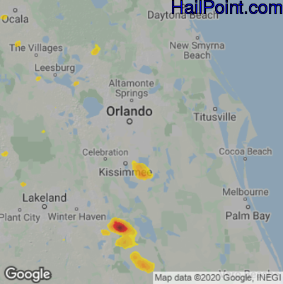 Hail Map for Orlando, FL Region on May 22, 2023