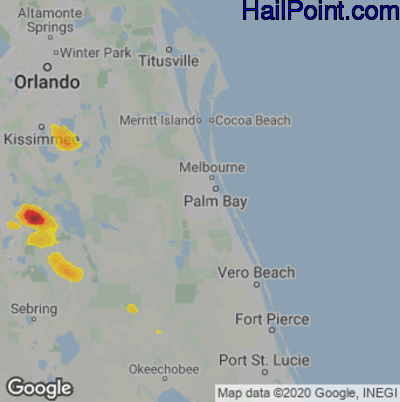 Hail Map for Palm Bay, FL Region on May 22, 2023