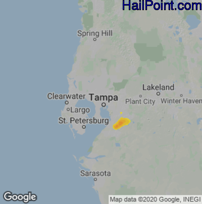 Hail Map for Tampa, FL Region on May 23, 2023
