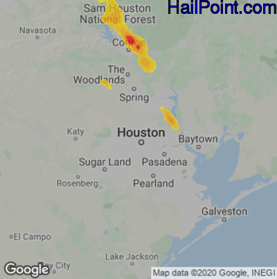 Hail Map for Houston, TX Region on May 23, 2023
