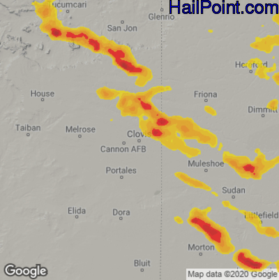 Hail Map for Clovis, NM Region on May 23, 2023