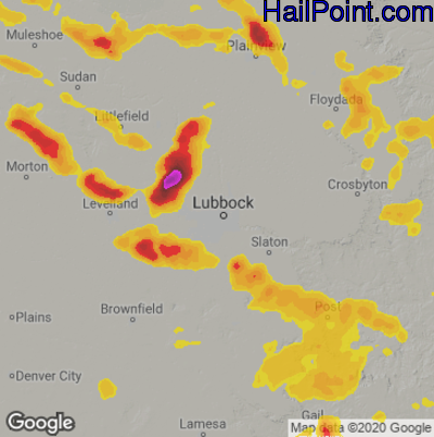 Hail Map for Lubbock, TX Region on May 23, 2023