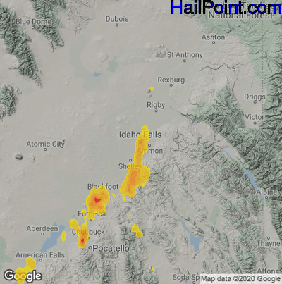 Hail Map for Idaho Falls, ID Region on May 23, 2023