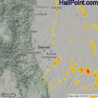 Hail Map for Denver, CO Region on May 24, 2023