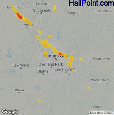 Hail Map for Kansas City, MO Region on May 24, 2023