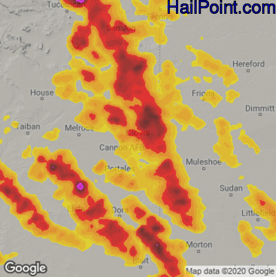 Hail Map for Clovis, NM Region on May 24, 2023
