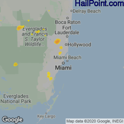 Hail Map for Miami, FL Region on May 25, 2023